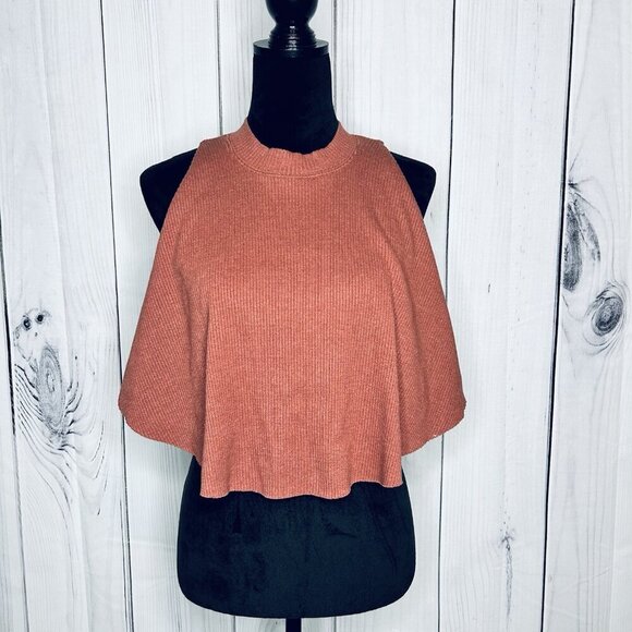 Free People Top Womens Sz XS Dusty Rose Ribbed Tank Top Open Sides Open Back - Picture 1 of 9